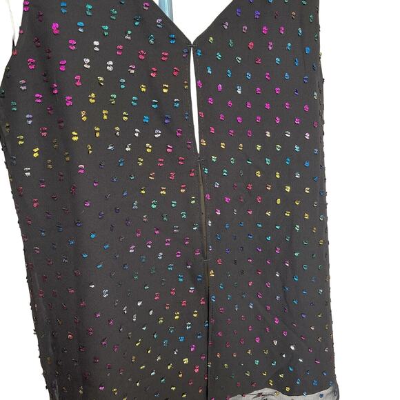 Rachel Roy Romina Women's Tank Shirt Blouse S Black W/ Rainbow Colorful Accents - Picture 8 of 9